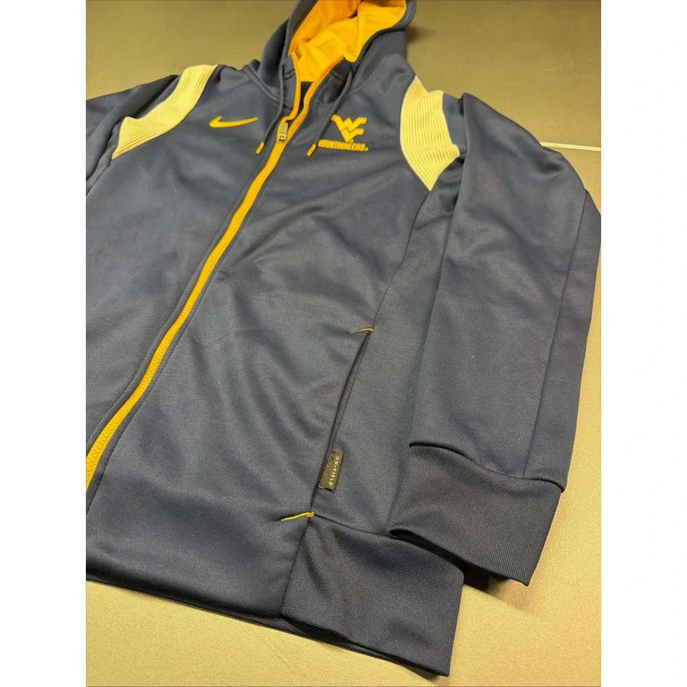 Nike‎ West Virginia Mountaineers Therma-FIT Full Zip Hoodie Navy Blue Mens Small